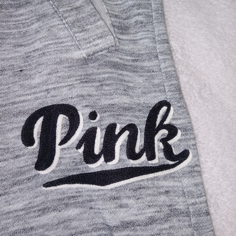 VINTAGE Victoria’s Secret PINK Sweatpants Womens S Flare Gray Embroidered Y2K - Picture 2 of 11